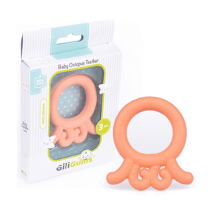 Dětské silikonové kousátko Baby Octopus Teether, 3m+, meruňkova, 1 ks obraz