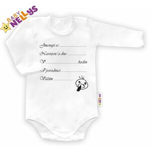 Baby Nellys Body dl. rukáv vel. 80, ® - bílé - Narodil jsem se... obraz