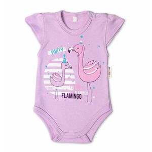 Baby Nellys Bavlněné kojenecké body, kr. rukáv, Flamingo - lila, vel. 86 obraz