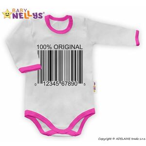 Baby Nellys Body dlouhý rukáv 100% ORIGINÁL - šedé/růžový lem, vel. 86 obraz