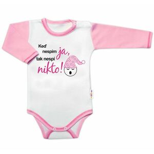 Baby Nellys Body dl. rukáv s vtipným textem , Keď nespím ja, tak nespí nikto, vel.80, holka obraz