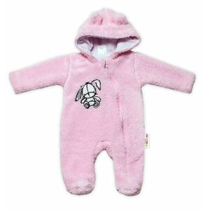 Baby Nellys Chlupáčkový overálek s kapucí, Cute Bunny - světle růžový, vel. 62 vel. 62 obraz