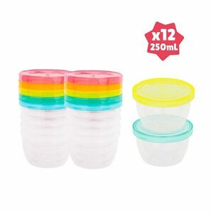 Badabulle misky s víčky MAXI FUN COLORS 250ml sada 12ks obraz