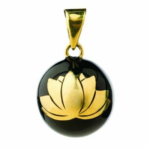 Bola těhotenská rolnička ESSENTIALS Black with gold lotus obraz