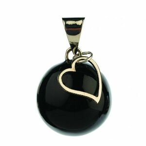 Bola těhotenská rolnička ESSENTIALS Black with heart charm obraz