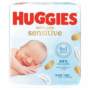 HUGGIES Dětské vhčené ubrousky Extra Care Triplo 3x56 kusů obraz