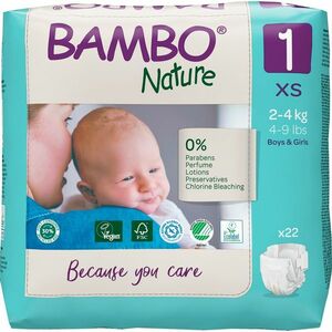 BAMBO Nature 1 Dětské plenkové kalhotky 2-4 kg 22 ks obraz