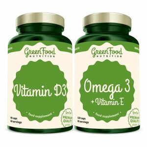 GREENFOOD NUTRITION Omega 3 + vitamin E 120 kapslí + vitamin D3 60 kapslí obraz