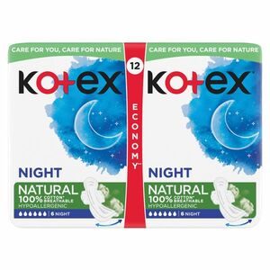 KOTEX Natural Dámské hygienické vložky Night 12 kusů obraz