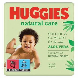 HUGGIES Dětské vhčené ubrousky Natural Aloe Vera Triplo 3x56 kusů obraz