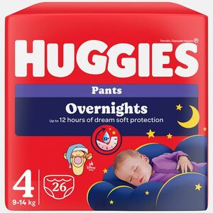 HUGGIES Dětské plenky Overnights Pants 4 velikost 9-14 kg 26 kusů obraz