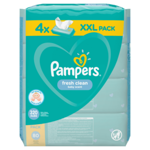 Pampers Fresh Clean XXL vlhčené ubrousky 4x80 ks obraz