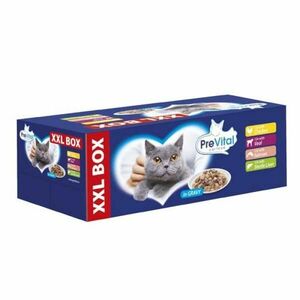 Prevital XXL BOX 48x100g kapsičky pro kočky kuře, losos, tele a játra ve šťávě obraz