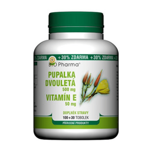 BIO PHARMA Pupalka dvouletá 500 mg + Vitamín E 50 mg 130 tobolek obraz