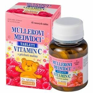 DR.MULLER Müllerovi medvídci s vitamín C a příchutí maliny, cucavé tablety 45 ks obraz