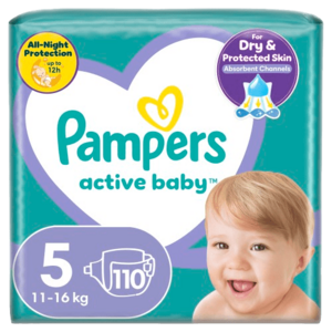 PAMPERS Active Baby plenky vel. 5, 11-16 kg, 110 ks obraz