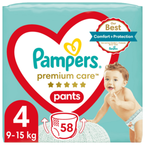 PAMPERS Premium Care Pants Plenkové kalhotky vel. 4, 9-15 kg, 58 ks obraz