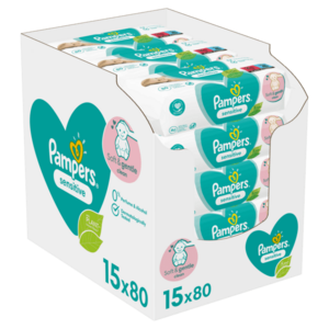 PAMPERS Sensitive XXL Vlhčené ubrousky 15 x 80 ks obraz