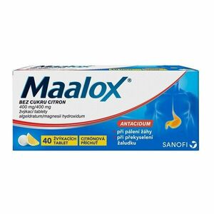 MAALOX BEZ CUKRU CITRON 40 žvýkacích tablet obraz