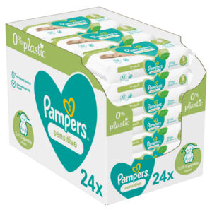 PAMPERS Sensitive Plastic Free Vlhčené ubrousky 24 x 52 ks obraz