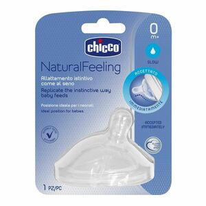 CHICCO Dudlík na láhev Natural Feeling silikon, pomalý průtok , 0m+ obraz