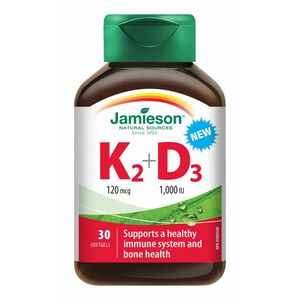 JAMIESON Vitamíny K2 120 mcg a D3 1000 IU 30 kapslí obraz