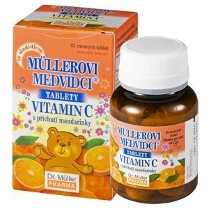 DR.MULLER Müllerovi medvídci tablety s příchutí mandarinky a vitaminem C, cucavé tablety 45 ks obraz