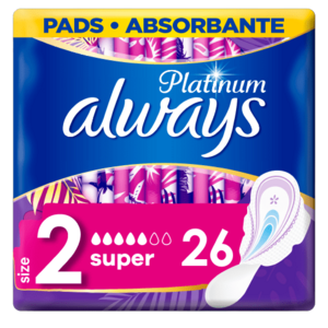 ALWAYS Platinum Super (Velikost 2) Hygienické Vložky S Křidélky 26ks 1 x 26 ks obraz