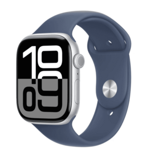 APPLE Watch Series 10 GPS + Cellular 46mm Silver Aluminium Case with Denim Sport Band - M/L obraz