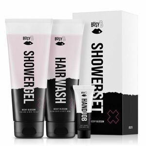 BusyB Becky Blossom šampon na vlasy 230 ml + sprchový gel 230 ml + krém na ruce 8 ml sada obraz