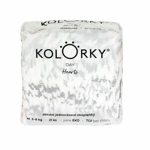 KOLORKY DAY Jednorázové eko plenky vel. M 5-8 kg 21 ks srdce obraz