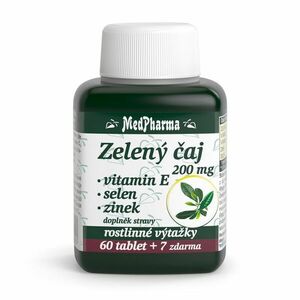 MedPharma Zelený čaj + vitamin E + Selen + Zinek 67 tablet obraz