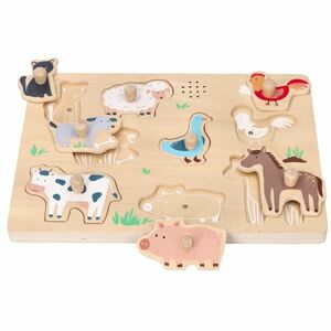 Adam Toys Dřevěné zábavné vkládací puzzle se zvukem, Farma obraz