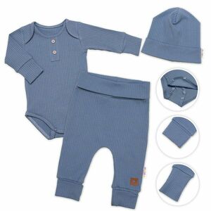 Baby Nellys Žebrovaná rostoucí souprava 3D, Baby Boy - jeans, vel. 68/74 obraz