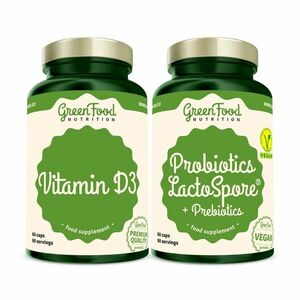 GreenFood Nutrition Probiotics Lactospore + Prebiotics + Vitamin D3 60+60 kapslí obraz