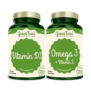 GreenFood Nutrition Omega 3 + Vitamin E + Vitamin D3 dvojbalení 120+60 kapslí obraz