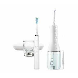 Philips Sonicare 9000 DiamondClean + PowerFlosser HX3886/41 sonický zubní kartáček + ústní sprcha 2 ks white obraz