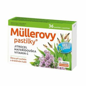 Dr. Müller Müllerovy pastilky s jitrocelem a mateřídouškou bez cukru 36 pastilek obraz