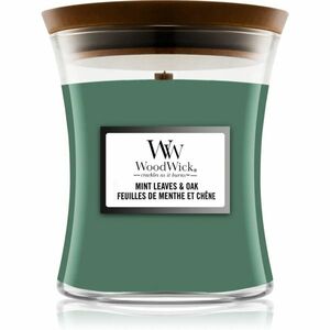 Woodwick Mint Leaves & Oak vonná svíčka s dřevěným knotem 275 g obraz