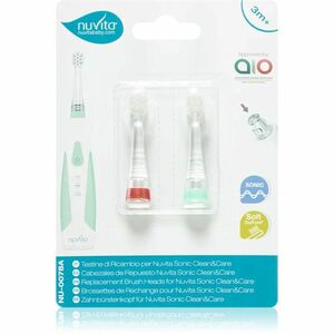 Nuvita Sonic Clean&Care Replacement Brush Heads náhradní hlavice pro sonický bateriový zubní kartáček pro miminka Sonic Clean&Care Small Red/Green 3 m obraz