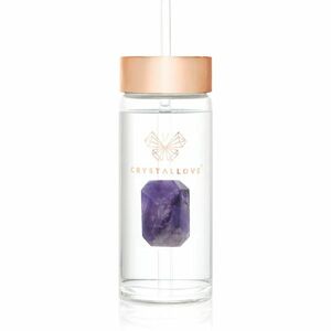 Crystallove Straw Water Bottle skleněná láhev na vodu s brčkem Amethyst 400 ks obraz