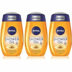 NIVEA Natural Caring sprchový olej 3 x 200 ml(pro suchou pokožku) obraz