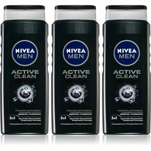 NIVEA MEN Active Clean sprchový gel pro muže výhodné balení 3 x 500 ml obraz