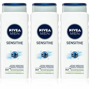 NIVEA MEN Sensitive sprchový gel pro muže výhodné balení 3 x 500 ml obraz