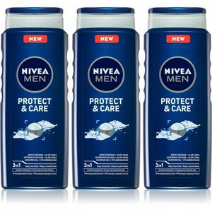 NIVEA MEN Protect & Care sprchový gel pro muže výhodné balení 3 x 500 ml obraz