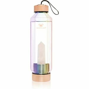 Crystallove Crystal Water Bottle skleněná láhev na vodu Hexagon Hologram - Rose Quartz 650 ml obraz