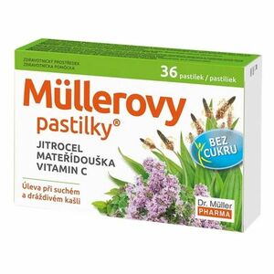 DR. MÜLLER Müllerovy pastilky s jitrocelem, mateřídouškou bez cukru 36 pastilek obraz