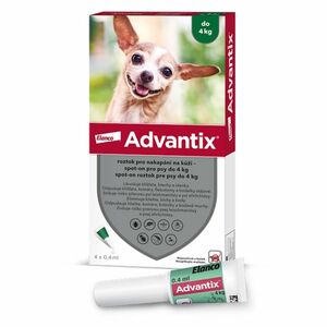 ADVANTIX Spot-on pro psy do 4 kg 0, 4 ml 4 pipety obraz