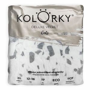 KOLORKY DELUXE VELVET jednorázové EKO plenky se sametovým povrchem puntíky XL (12-16 kg) 17 kusů obraz