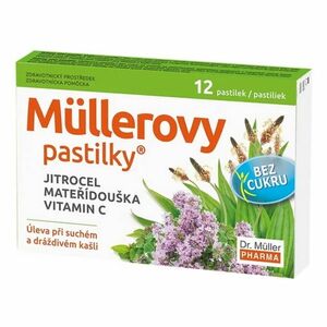 DR. MÜLLER Müllerovy pastilky s jitrocelem, mateřídouškou bez cukru 12 pastilek obraz